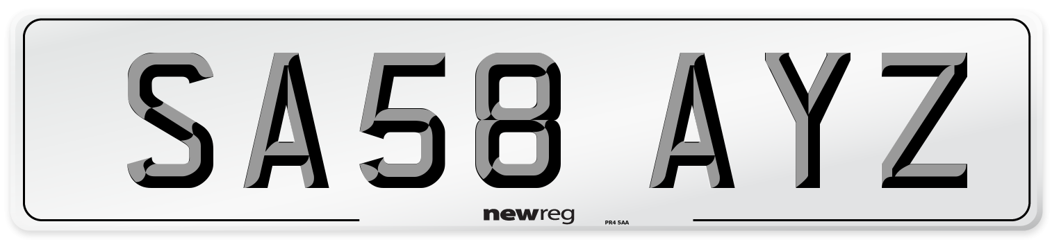 SA58 AYZ Number Plate from New Reg